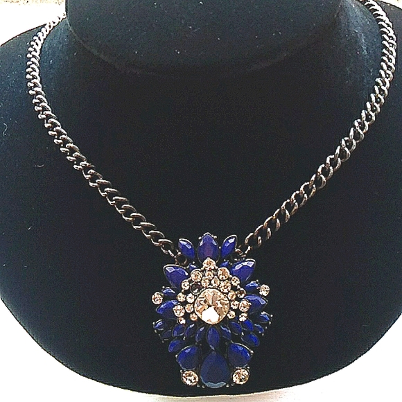 no Brand Jewelry - Beautiful Blue stone with rhinestone choker